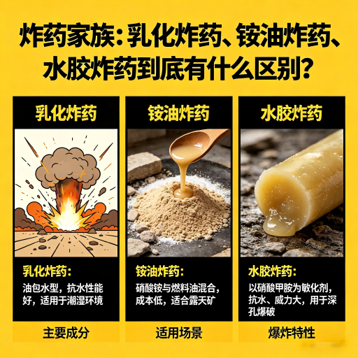 台儿庄炸药家族：乳化炸药、铵油炸药、水胶炸药到底有什么区别？
